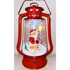 Musical Snowing Lantern Lighted RED BARN Christmas Santa Toys Chimney Scene